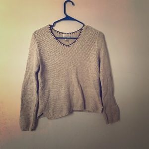 Slightly Cropped Hand Embroidered Knit Sweater